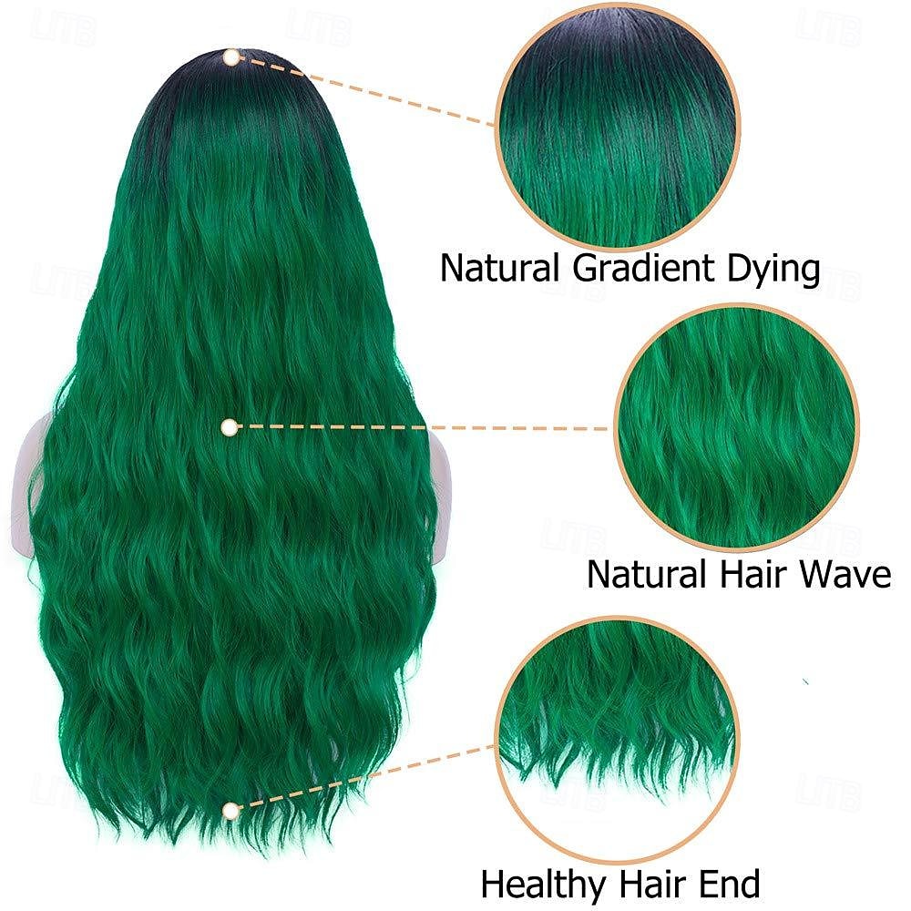 groene pruiken voor vrouwen 26 lange ombre groene haar pruik krullend golvend schattige zachte pruiken voor st patricks day feest st. patrick's day pruiken 2025 - $19.99 –P3