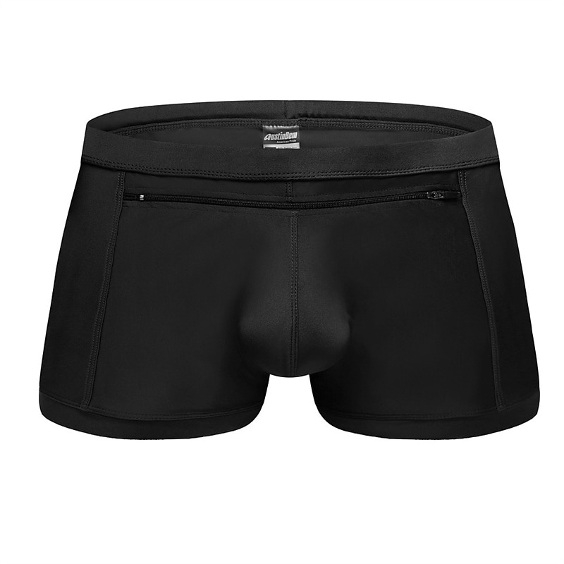Men's Boxer Swim Shorts Beach Shorts Going out Weekend Soft Comfortable Elastic Waist Zipper Pocket Plain Short Gymnatics Casual Activewear Lake blue Black 2025 - $17.99 –P5