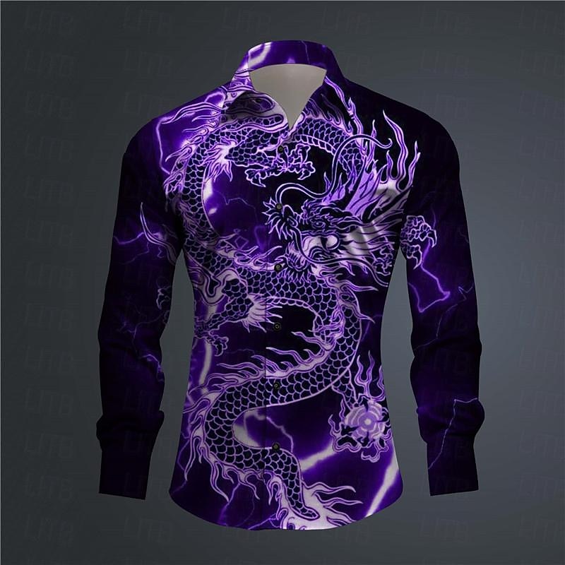 Homme Dragon Chemise Chemise boutonnée manche longue Abstrait Usage quotidien Sortie Printemps Col rabattu Imprimer Bouton bas Noir Jaune Rose Claire Rouge Bleu Roi de 2025 ? $26.99 –P4