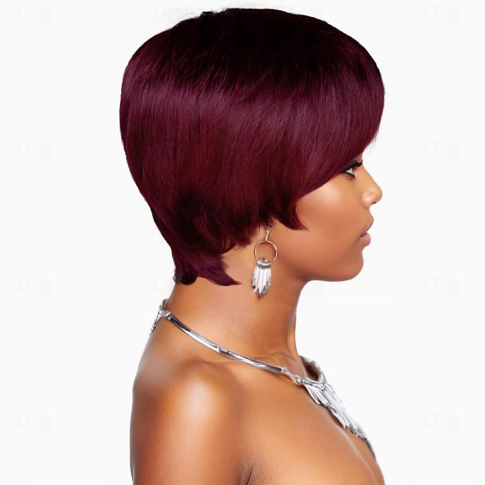Short Bob Wigs for Black Women Human Hair Wig Ombre Pixie Cut Wig with Bangs Layered Wig Full None Lace Machine Made Wig 2025 - $50.99 –P6