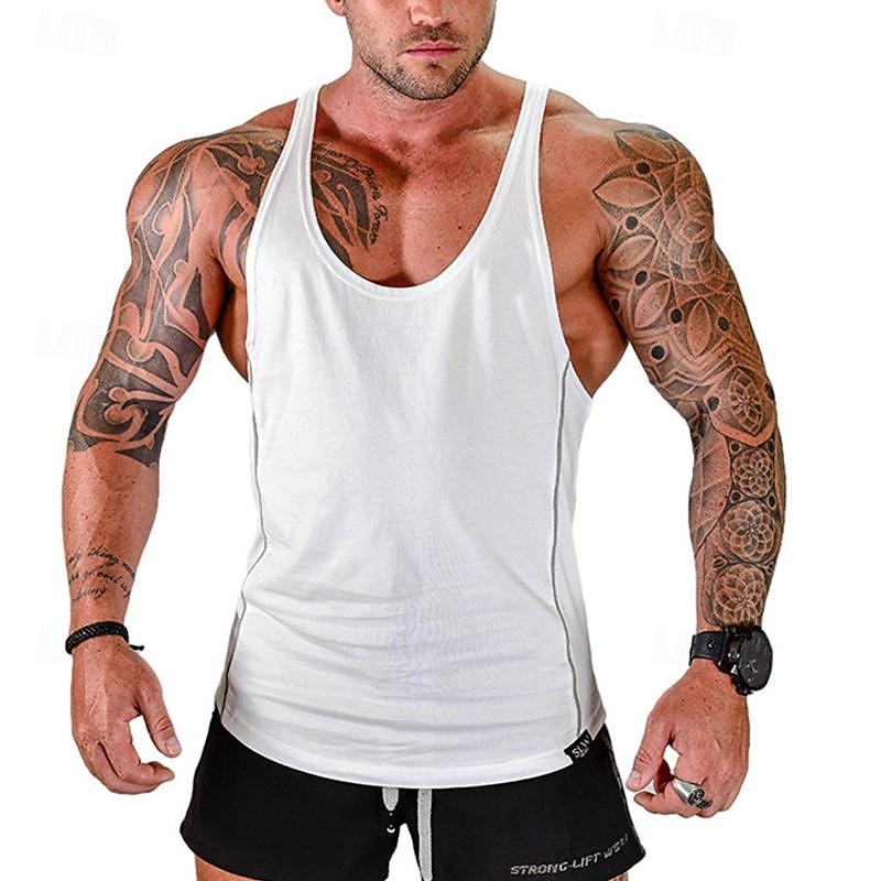 Herren Tank Top Weste Unterhemd Ärmelloses Shirt Ärmellos U-Ausschnitt Sommer Farbblock Mode Designer Basic Urlaub Straße Ausgehen Schwarz Weiß Rot Top T-Shirt für Herren 2025 - $18.49 –P4