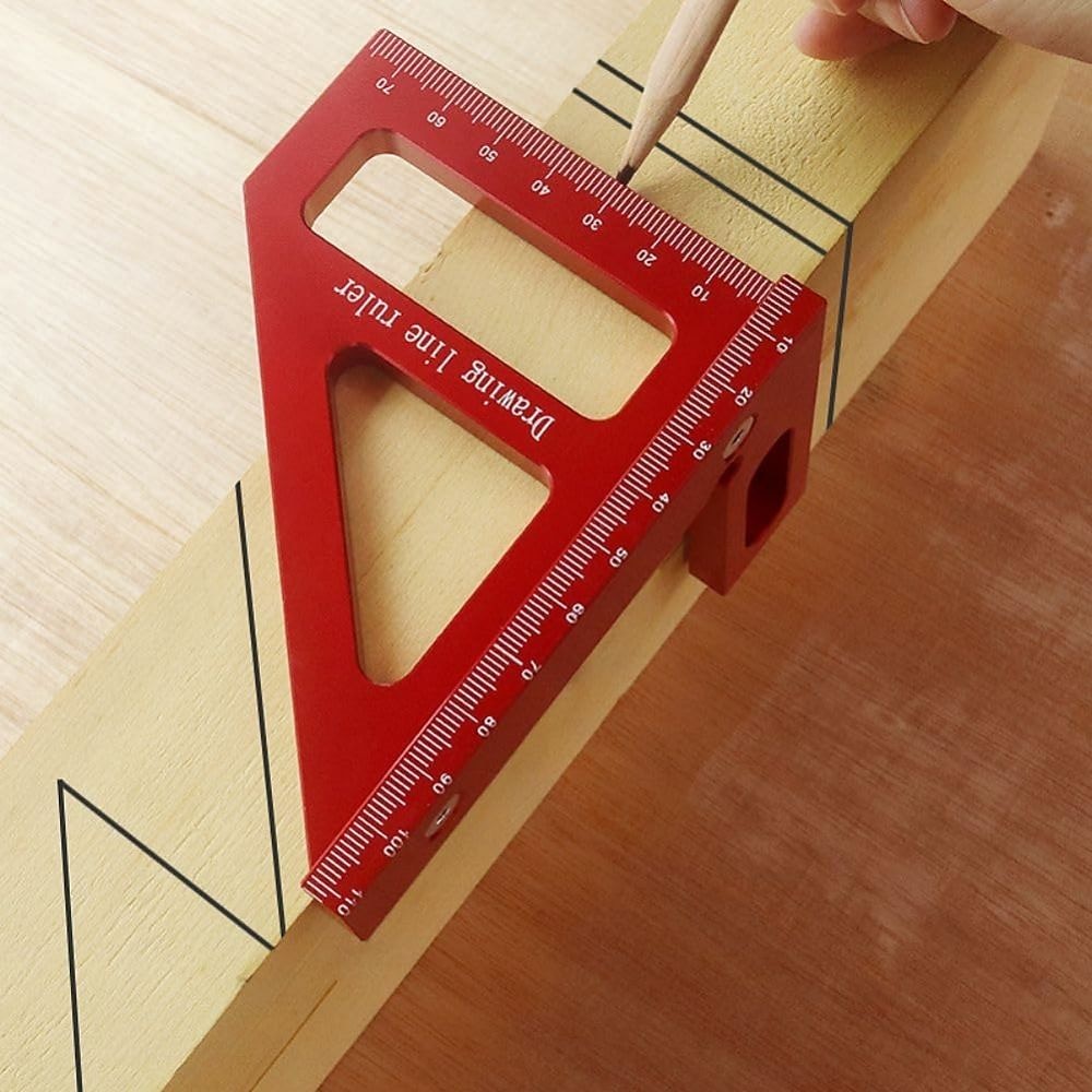 Righello di misurazione multiangolo 3D, goniometro quadrato per la lavorazione del legno in lega di alluminio da 45/90 gradi, righello per linee di disegno, righello triangolare per mitra, strumento di misurazione del layout ad alta precisione per ingegne del 2025 a $30.99 –P6
