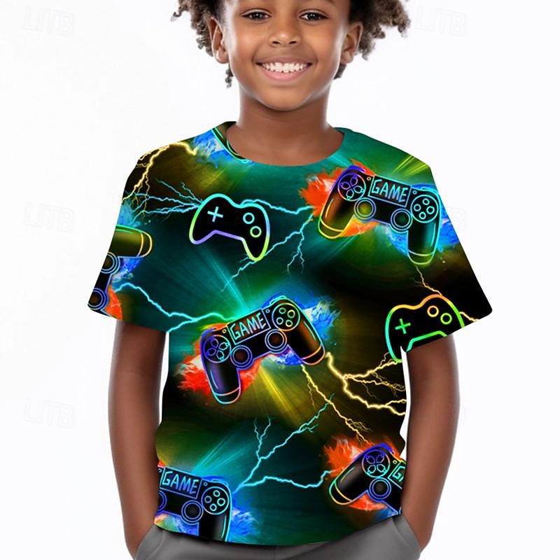 Chico 3D Juego Camiseta Camisa Manga Corta Impresión 3D Verano Activo Deportes Moda Poliéster Niños 3-12 años Cuello Barco Exterior Casual Diario Ajuste regular 2026 - $11.99 –P3
