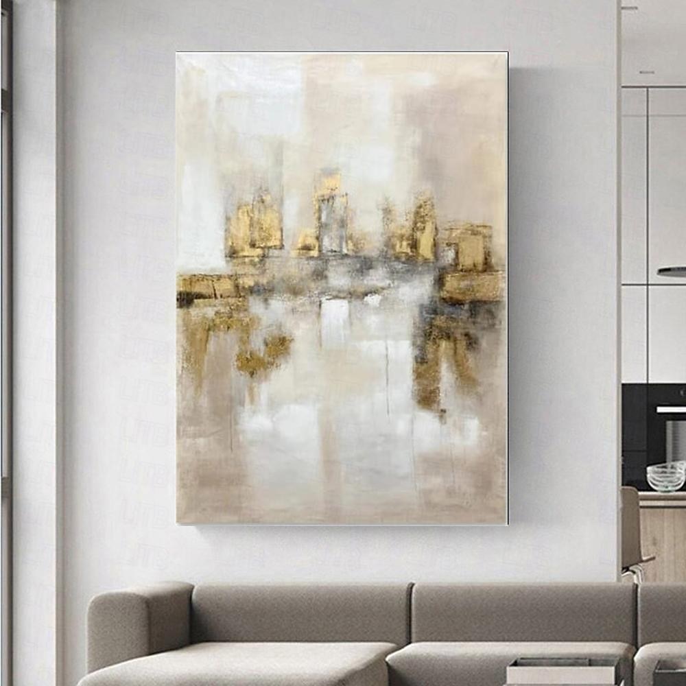 Großes handgemaltes Blattgoldgemälde auf Leinwand, abstraktes beiges Ölgemälde, luxuriöse Kunst, strukturiertes Gemälde, handgemalte Kunst, goldenes Ölgemälde, Wanddekoration für Hoteldekoration 2025 - $116.99 –P5