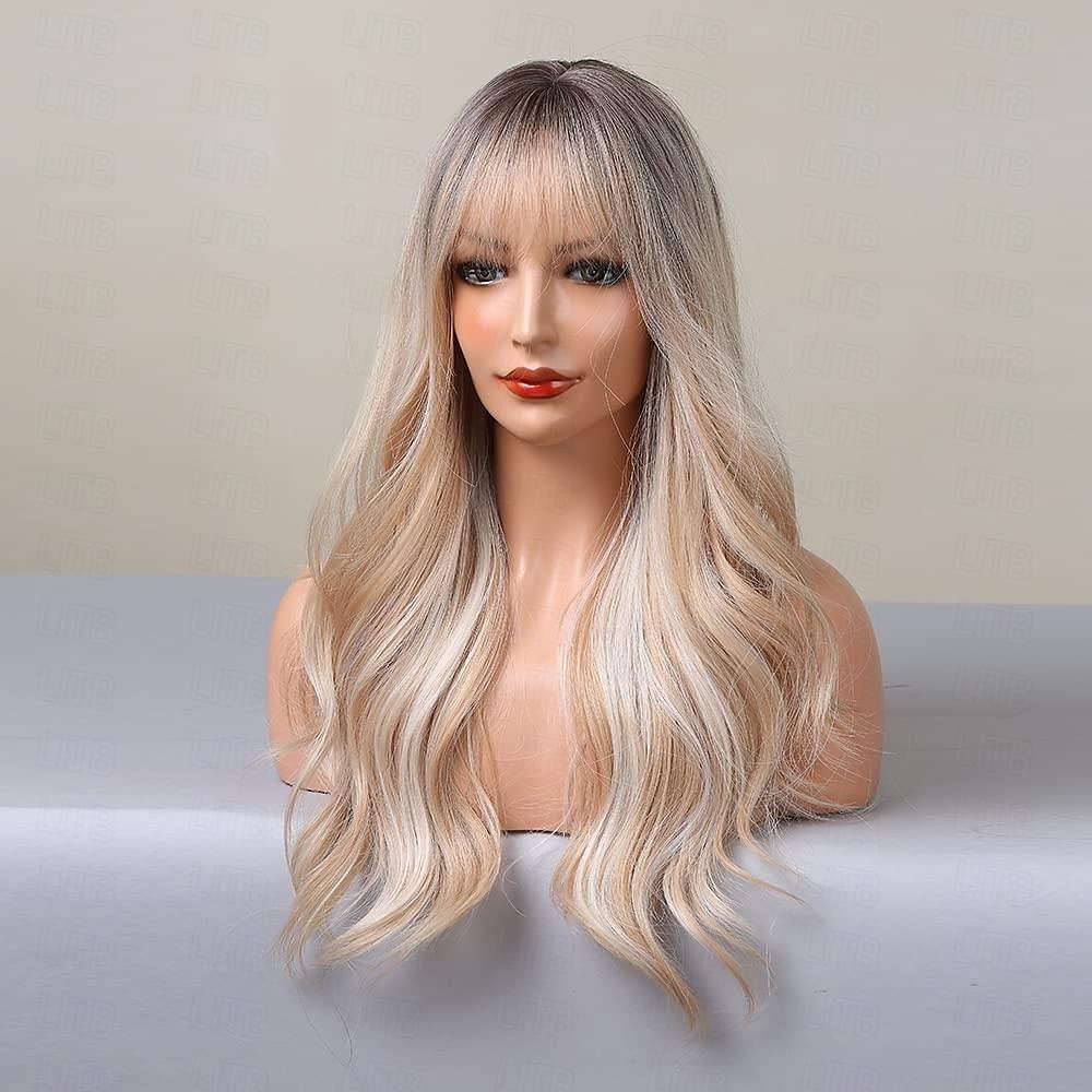 Parrucche lunghe bionde con riflessi parrucche bionde ricce e ondulate per donne biondo miele misto biondo platino dall'aspetto naturale per uso quotidiano cosplay feste e parrucche di Halloween del 2025 a $21.99 –P5