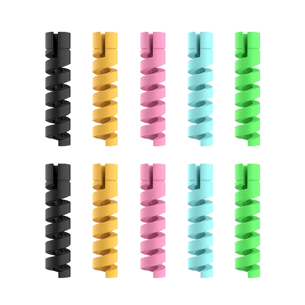 10 stks oplader kabel saver beschermer spiraal buis draad management organisator beschermkoord mouw voor alle mobiele telefoons computers en oplader 2025 - $9.99 –P8