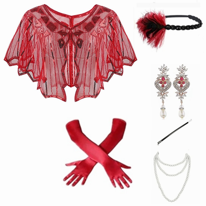 1920er Retro Vintage Zubehörset Flapper-Schals Der große Gatsby Charleston Hochzeitsgast Kostüm Damen Maskerade Party / Abend Hochzeitsempfang Junggesellinnenabschiedsparty Erwachsene Schal 2026 - $45.99 –P5