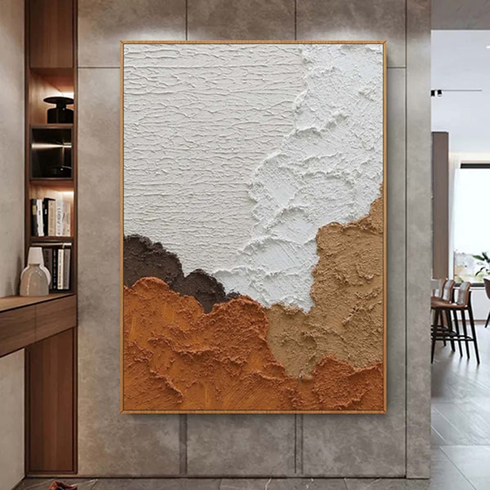 handgemaltes, schweres Strukturgemälde, handgemachtes Terrakotta-Strukturgemälde, Wandkunst, minimalistisches Gemälde, Wandkunst, Gipskunst, Terrakotta-abstrakte Kunst, helle Wandkunst, 2025 - $116.99 –P1