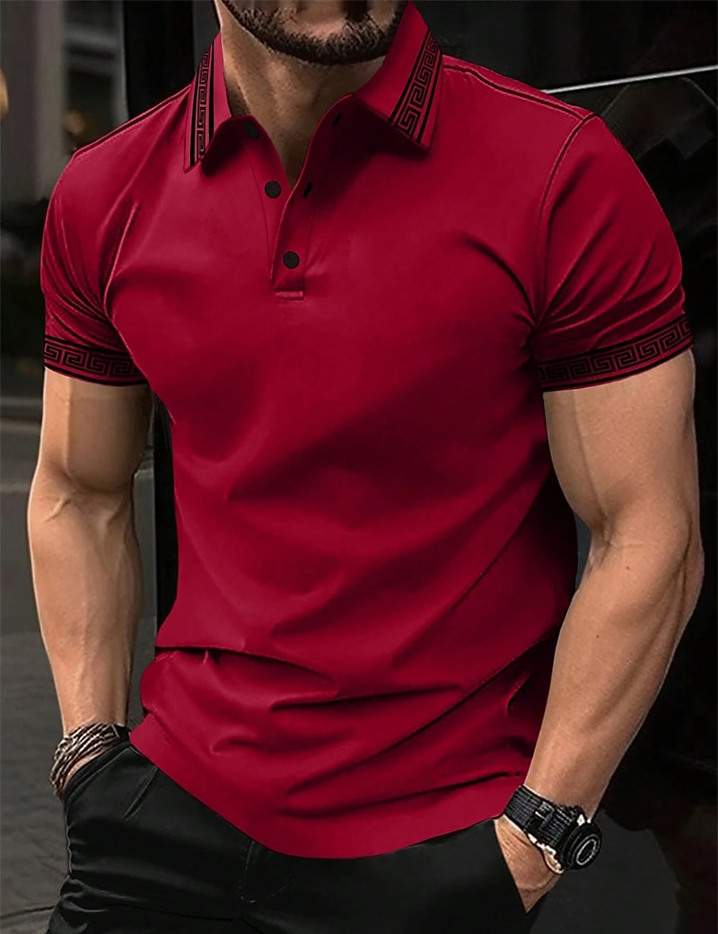 Herren Poloshirt Polos mit Knöpfen Casual Sport Kargen Kurzarm Modisch Basic Farbblock Patchwork Sommer Regular Fit Schwarz Armeegrün Burgunderrot Marinenblau Beige Poloshirt 2025 - $17.99 –P5