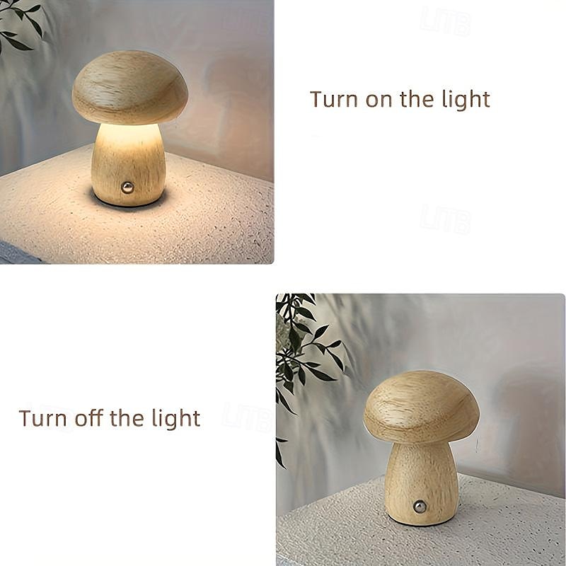 Lampe led champignon rechargeable, veilleuse de table créative, veilleuse de chevet, interrupteur tactile, lumière d'ambiance, cadeau de 2025 ? $21.99 –P9
