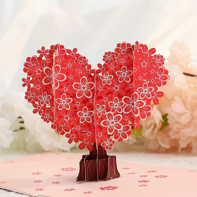 3D vyskakovací přání ke dni svatého Valentýna, design stromu s třešňovým květem, papírové vyřezávané přání ke Dni matek, požehnání a děkovné zprávy 2025 - $7.99 –P4