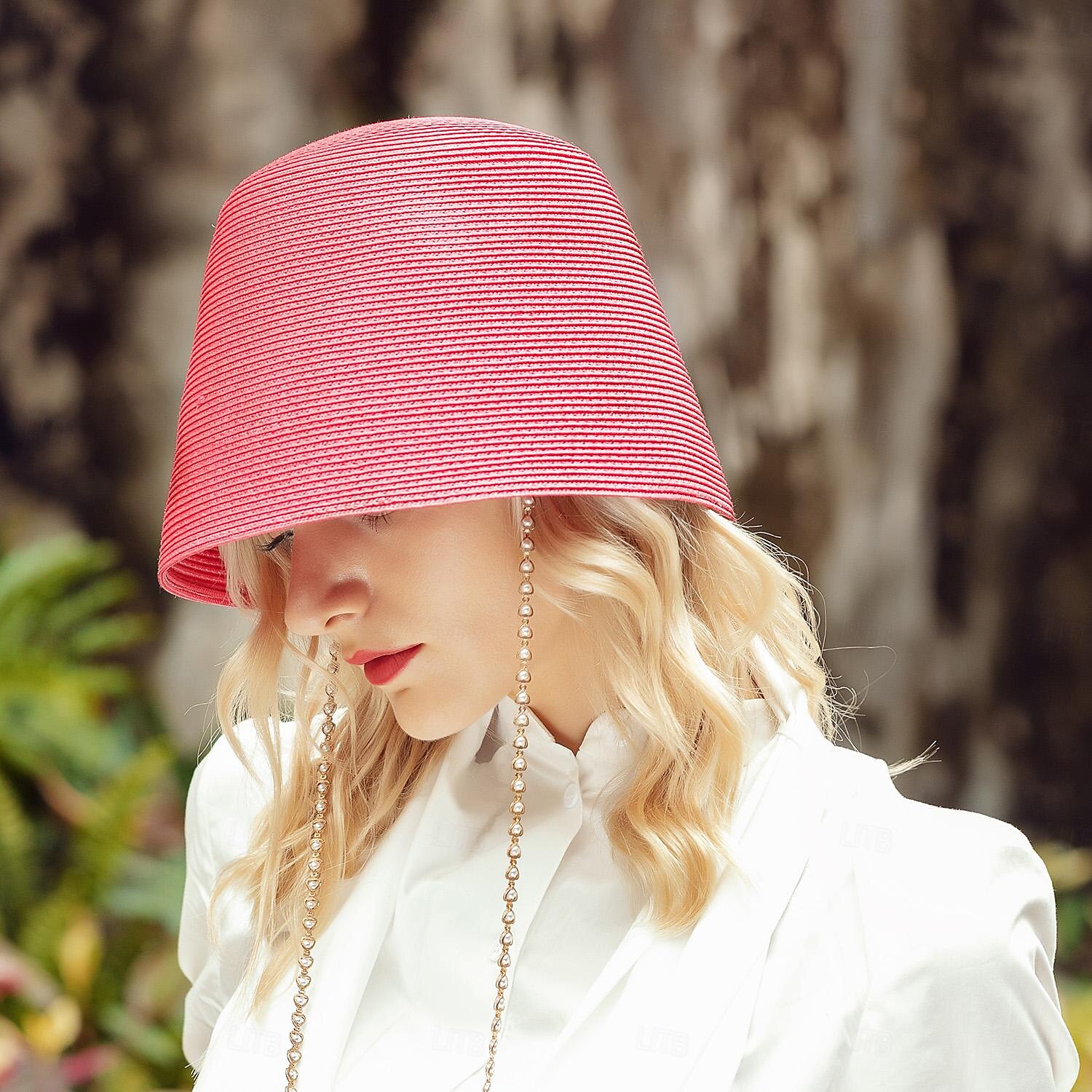 Hatter polyester Strå Bøttehatt Stråhatt Solhatt Bryllup Avslappet Elegant Bryllup Med Ren Farge Hodeplagg Hodeplagg 2025 - $15.99 –P9
