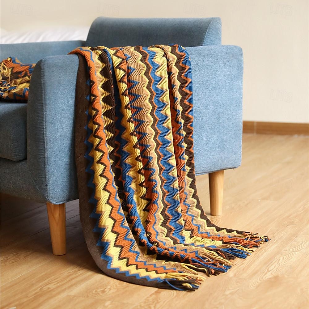 boho säng rutig filt geometri aztec baja filtar etnisk sofföverdrag underöverdrag dekor vägghängande gobeläng matta cobertor 2025 - $29.99 –P4