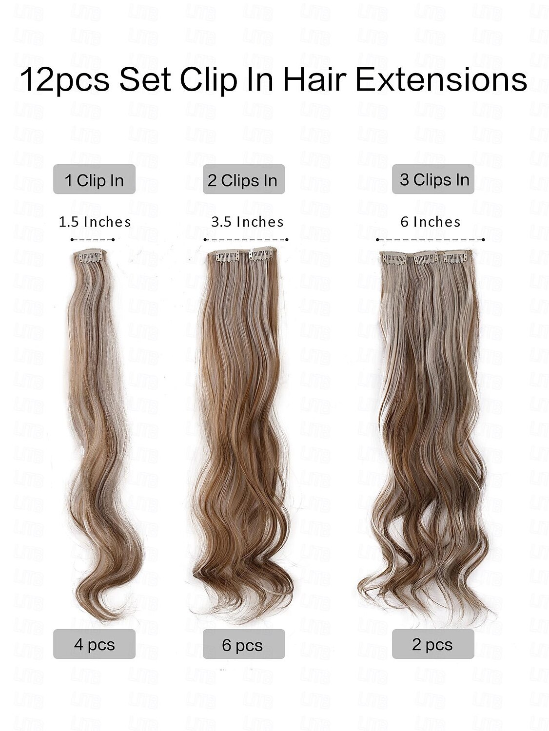 12 pçs / set extensões de cabelo ondulado longo clipe sintético em extensões de cabelo ombre loiro mel castanho escuro apliques grossos de 2025 por $20.99 –P7