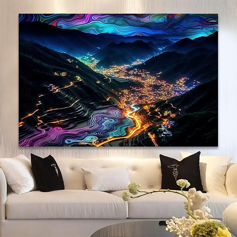 Landscape Wall Art Canvas City Lights at Night Prints and Posters Pictures Decorative Fabric Painting For Living Room Pictures No Frame 2025 - $18.49 –P5
