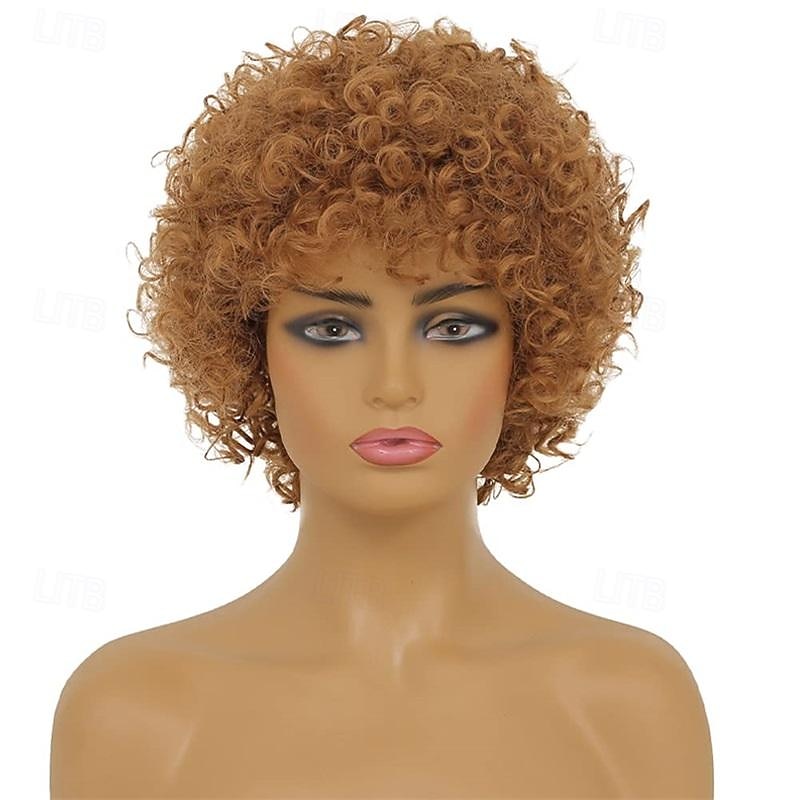 Parrucca Corto Riccia Afro per Donne Nere Parrucche Kinky con Frangia Parrucche Sintetiche Resistente al Calore Parrucche dall'Aspetto Naturale Parrucca di Halloween del 2025 a $21.99 –P9