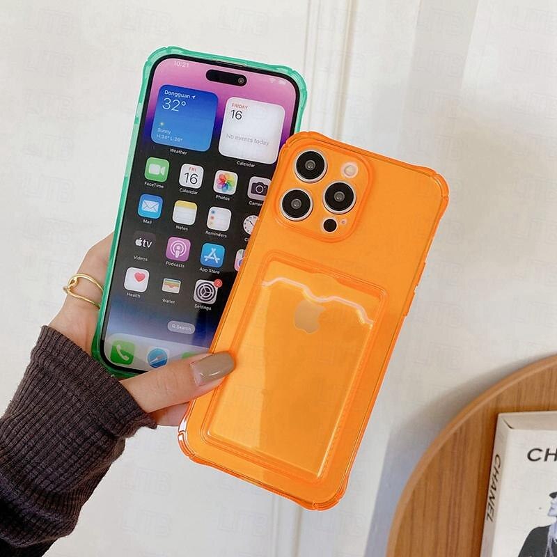 telefoon hoesje Voor iPhone 15 Pro Max Plus iPhone 14 13 12 11 Pro Max Mini SE X XR XS Max 8 7 Plus Achterkant Kristalhelder Slanke behuizing Transparant Ultra dun Kaartsleuf Kleurgradatie TPU 2025 - $10.99 –P1