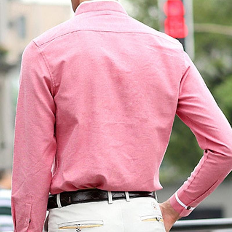 Per uomo Camicia Camicia con colletto cinese Camicia con colletto alla coreana Camicia elegante Camicia con Bottoni Semplice Matrimonio Feste Rosa Blu Azzurro cielo Grigio scuro Manica Lunga Colletto del 2025 a $30.99 –P8