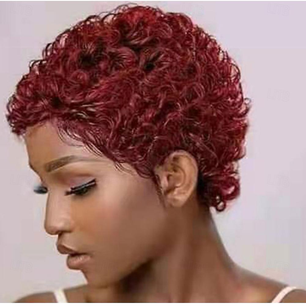 kort krullend menselijk haar pruiken voor vrouwen 100% Braziliaanse maagd kort menselijk haar pixie-cut pruiken korte bob krullend niet-kant menselijk haar pruiken 2025 - $47.99 –P7
