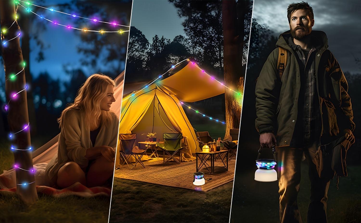 lanterna da campeggio luci solari a stringa multifunzionali ricaricabili tenda da campeggio luce da esterno 16,4 piedi ip65 attrezzatura da campeggio impermeabile con emergenza ricaricabile per decorazioni natalizie, per la casa e per le feste del 2025 a $48.99 –P1