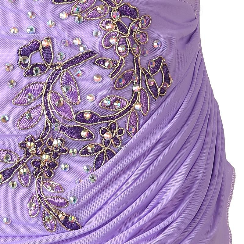 Dance Salsa Latin Dance Dress Rhinestone Pleats Embroidery Women's Performance Training Sleeveless High Spandex Tulle 2025 - $136.99 –P6