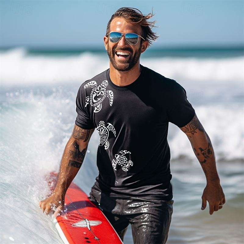 Herren Grafik Tiermotiv Schildkröten T Shirt Kurzarm T-Shirt 3D-Druck Rundhalsausschnitt Hemd Mode Täglich Lässig Urlaub Sport im Freien Ferien Blau Schwarz Weiß Frühling & Sommer Bekleidung S M L XL 2026 - $19.49 –P6