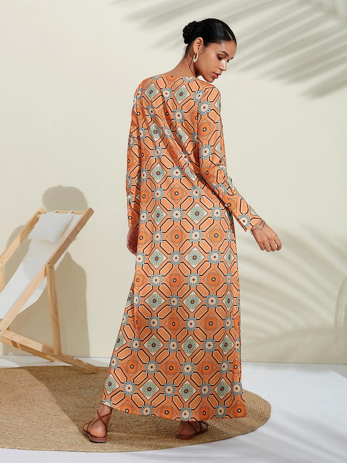camicia girocollo floreale a quadri marocchini del 2025 a $103.99 –P3