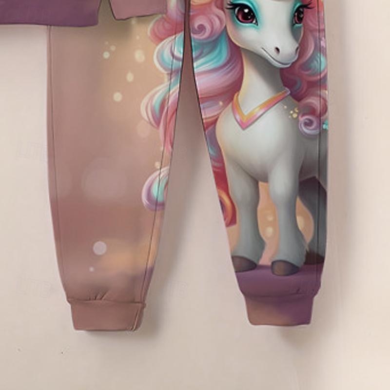 Felpa con cappuccio unicorno 3D da ragazza & pantaloni della tuta set manica lunga stampa 3d primavera autunno moda attiva carino poliestere bambini 3-12 anni zip con cappuccio strada esterna del 2026 a $26.99 –P5