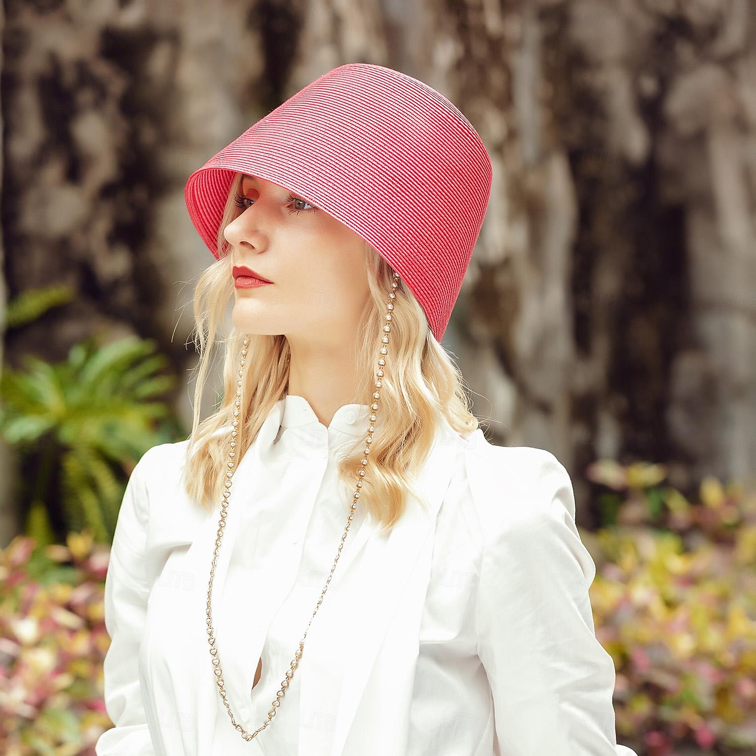 Hatter polyester Strå Bøttehatt Stråhatt Solhatt Bryllup Avslappet Elegant Bryllup Med Ren Farge Hodeplagg Hodeplagg 2025 - $15.99 –P17