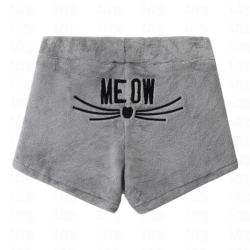 tuta da casa da donna set 2 pezzi animale gatto caldo peluche comfort casa strada quotidiano pile felpa con cappuccio manica lunga felpa con cappuccio pantaloncini elastico in vita fa casa abiti del 2025 a $25.99 –P6