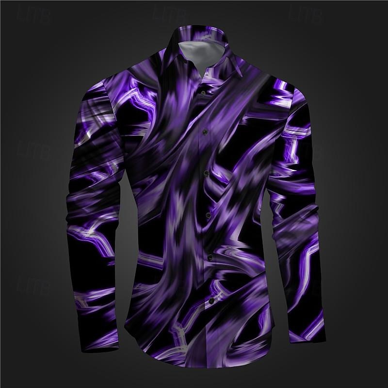 Per uomo Geometrica Graffiti Camicia con bottoni Camicie stampate Manica lunga Sottoculturale Da mare Feste Strada Primavera estate Collo ripiegabile Stampa Bottone giù Rosa Rosso Blu Azzurro cielo del 2025 a $26.99 –P3