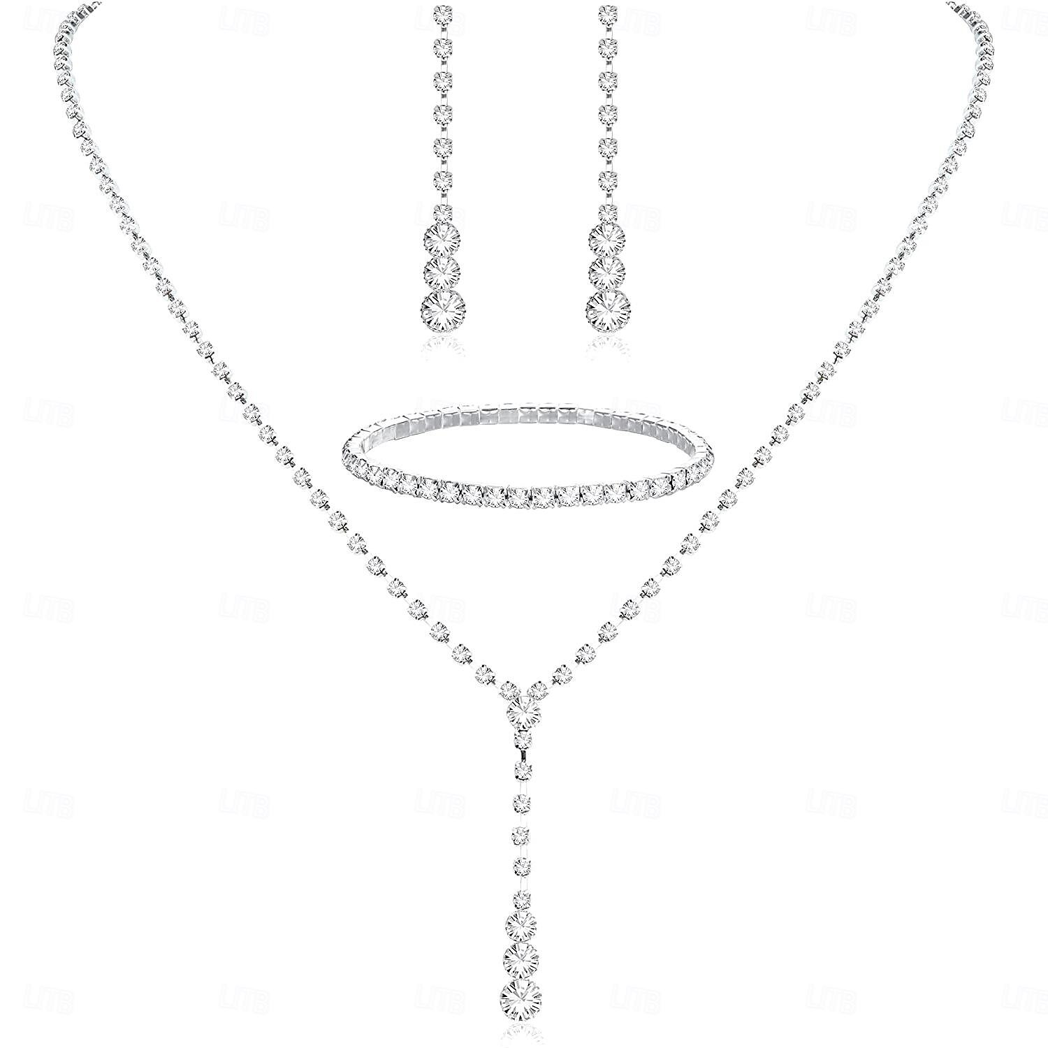 Conjunto de Joias de Água Diamante para Vestidos de Dama de Honra Brincos Colar de Ondas de Gota de Água Pulseira Presente de Dia dos Namorados de 2026 por $16.09 –P3