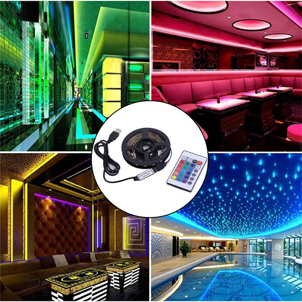 led-nauhavalot rgb-sovellus ohjaa värinvaihtovaloja 24 näppäimen kaukosäätimellä huoneen sisustamiseen bluetooth tv smd5050 rgb 2025 - $7.49 -P6