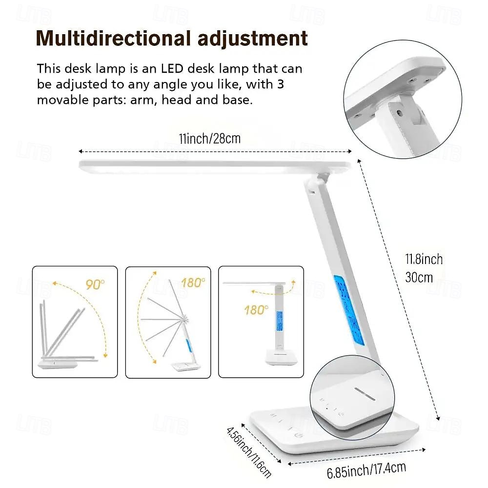 Shustar-LED Desk Lamp 10W QI Wireless Rechargeable with Clock Dimmable Eye Protection for Office and Study Room 2025 - $74.99 –P3