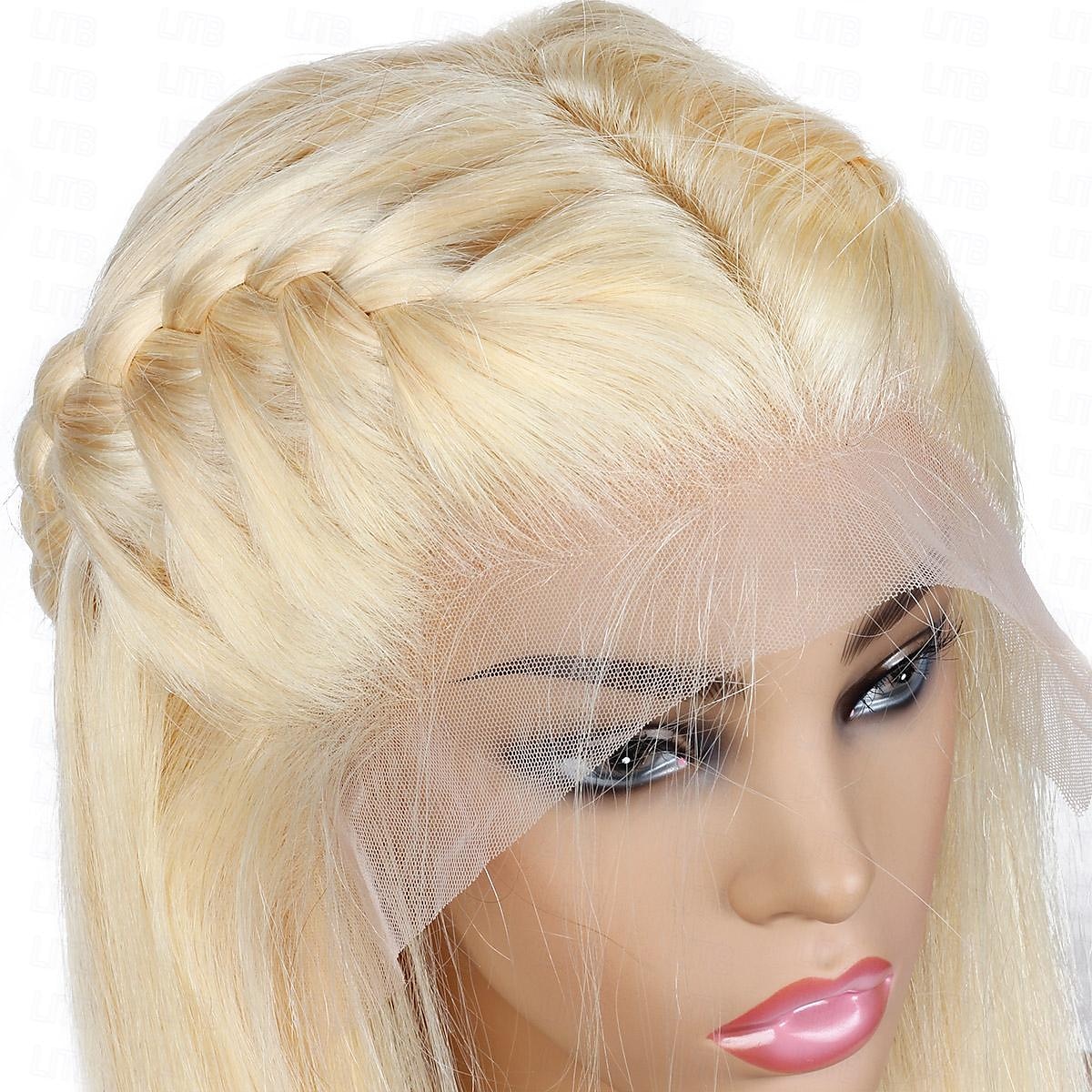 Peluca frontal de encaje transparente de 13x4, 613 #, pelucas frontales de encaje liso rubio, cabello humano con cabello de bebé 2025 - $120.99 –P6