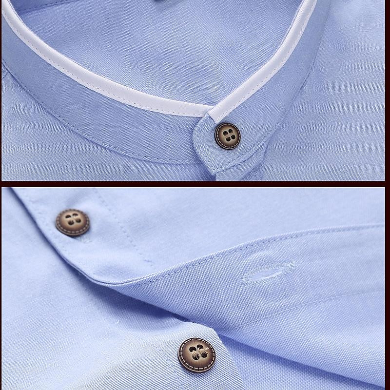 Per uomo Camicia Camicia con colletto cinese Camicia con colletto alla coreana Camicia elegante Camicia con Bottoni Semplice Matrimonio Feste Rosa Blu Azzurro cielo Grigio scuro Manica Lunga Colletto del 2025 a $30.99 –P11