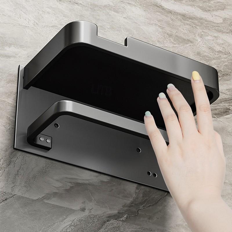 Caja de pañuelos higiénico, cajón de papel higiénico montado en la pared, estante de almacenamiento de papel higiénico no perforado para baño 2025 - $23.99 –P4