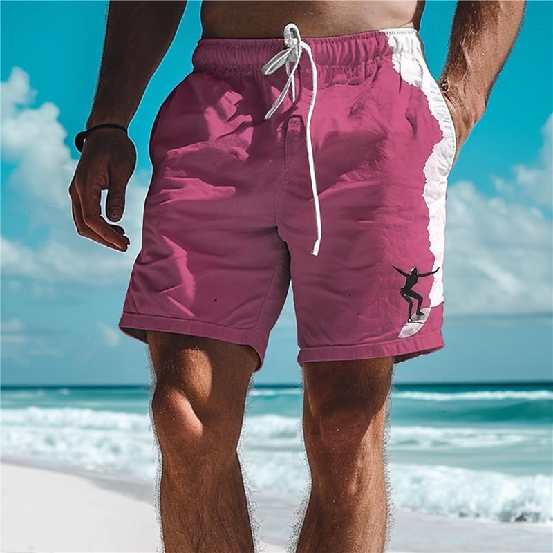 شورت سباحة للرجال من Surf Resort مطبوع ثلاثي الأبعاد، سروال سباحة بخصر مطاطي مع بطانة شبكية من Aloha Hawaiian Style Holiday Beach S إلى 3XL 2025 - $19.99 –P6