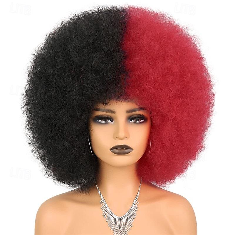 parrucche afro rosse per donne nere parrucca senza colla da indossare e andare da 10 pollici parrucche afro ricce parrucche sintetiche color borgogna per feste quotidiane costume cosplay uso del 2025 a $19.99 –P6