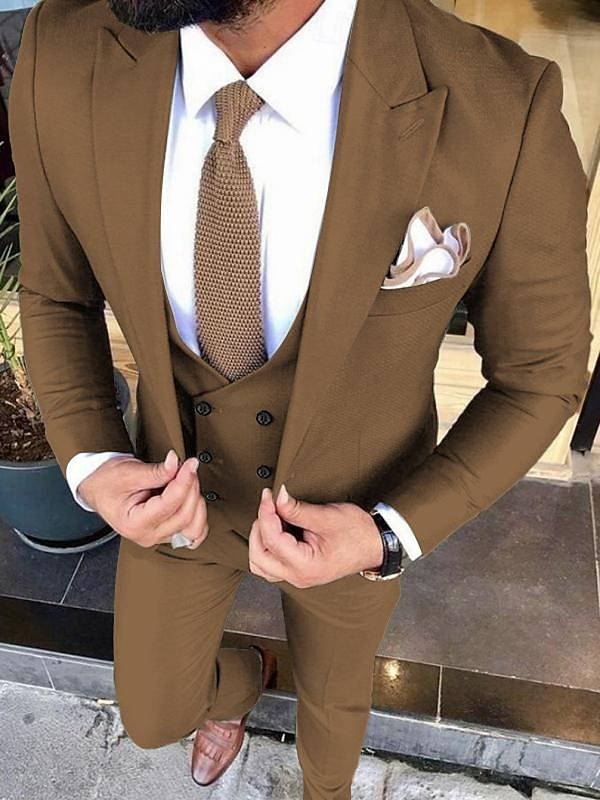 Uomo Matrimonio Completi A lancia Avorio Borgogna Tinta unita Vestibilità su misura 3 pezzi Monopetto a un bottone del 2025 a $138.99 –P2