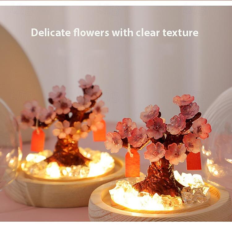 Bricolage fait à la main cerisier fleur arbre fleur de pêche veilleuse créative lumière ambiante chambre confortable ornements décoratifs de 2025 ? $19.49 –P6