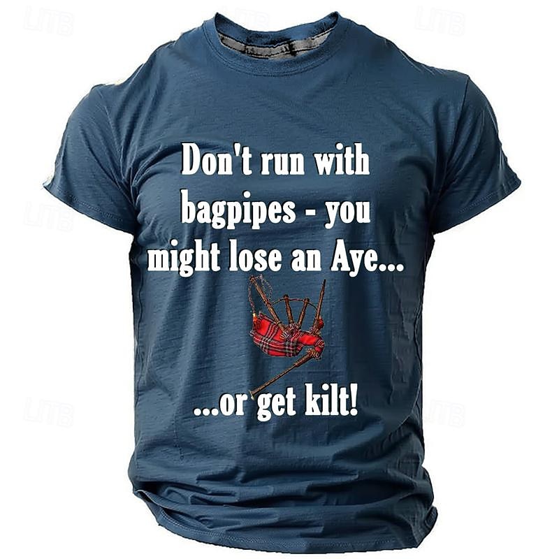 St. Patrick Men's Graphic Shamrock Don't Run with Bagpipes-You Might Lose an Aye or Get Kilt Lucky Irish T Shirt T shirt Tee Short Sleeve T shirt 3D Print Crew Neck Shirt Daily Designer Retro Vintage 2026 - $22.99 –P9