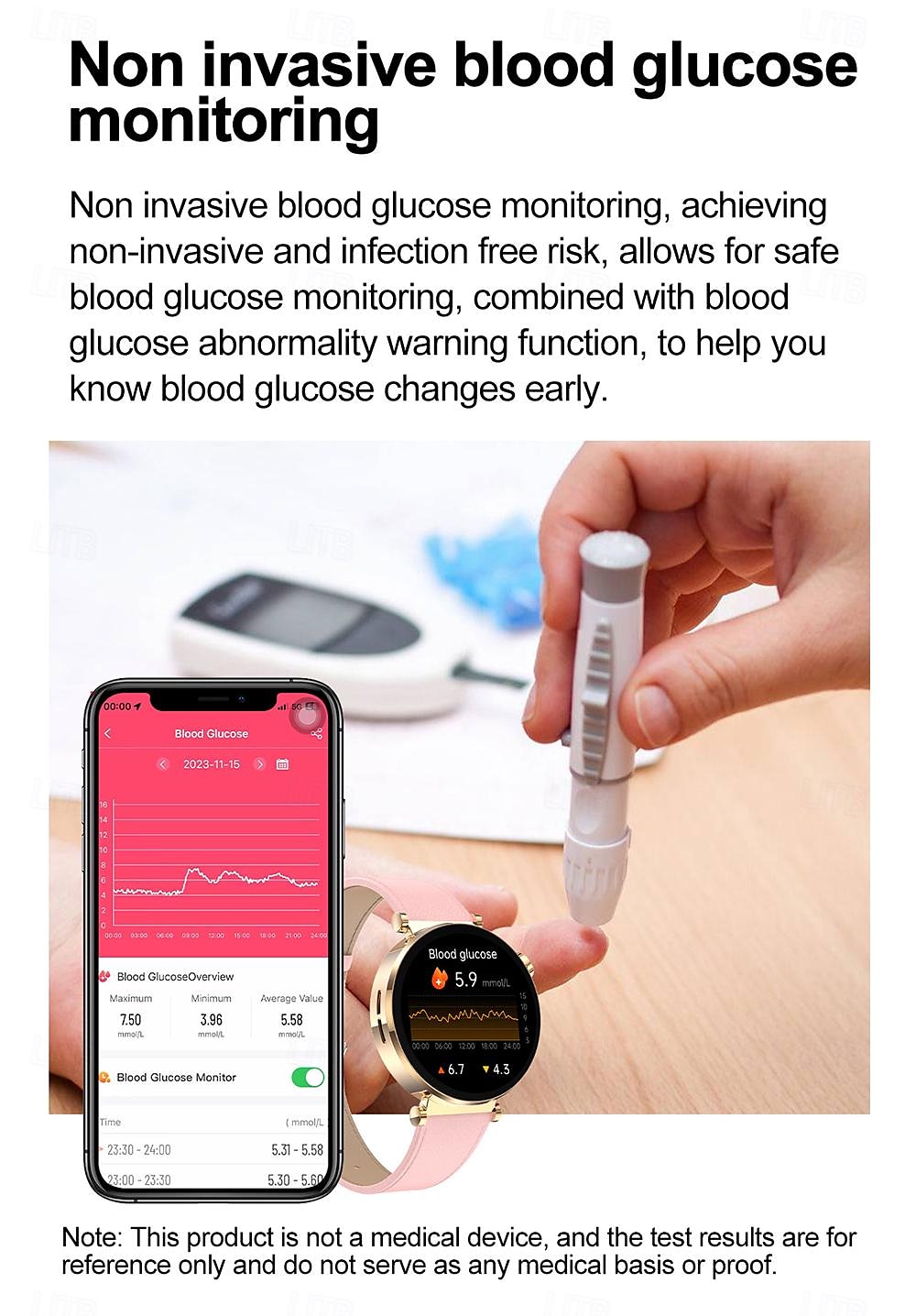2025年 iMosi ECG PPG女性用スマートウォッチ 1.27インチフルタッチスクリーンBluetooth通話温度モニターペドメーターAndroid iOS対応ハンズフリー通話防水IP68  コレクション – $78.99 –P10