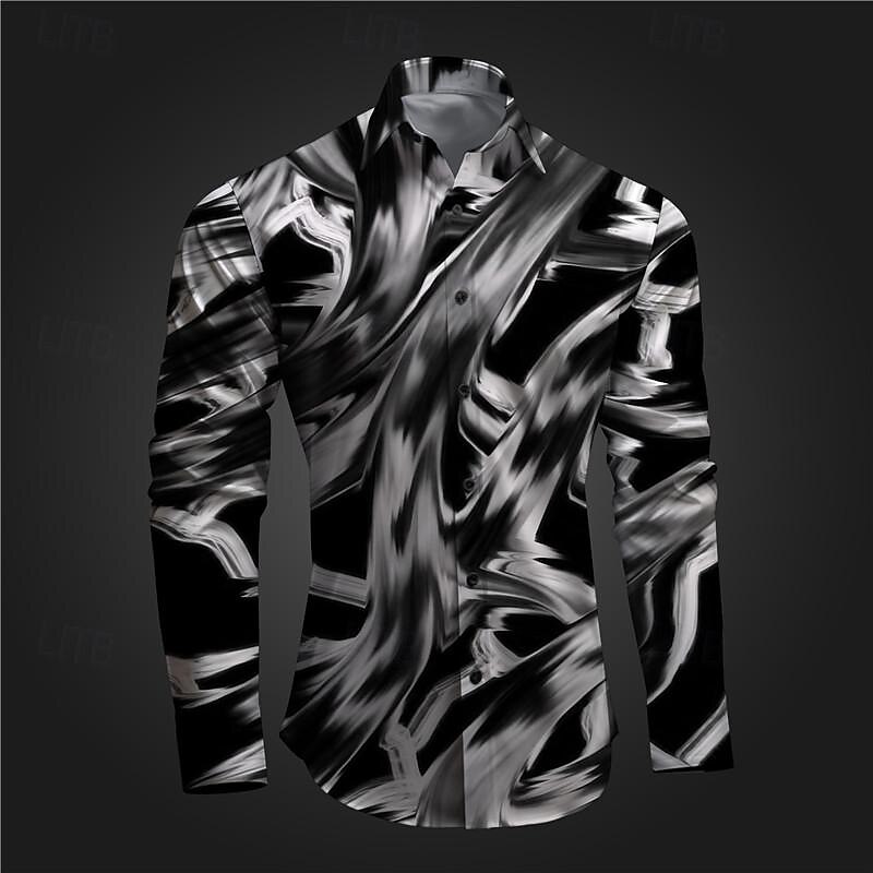 Per uomo Geometrica Graffiti Camicia con bottoni Camicie stampate Manica lunga Sottoculturale Da mare Feste Strada Primavera estate Collo ripiegabile Stampa Bottone giù Rosa Rosso Blu Azzurro cielo del 2025 a $26.99 –P9