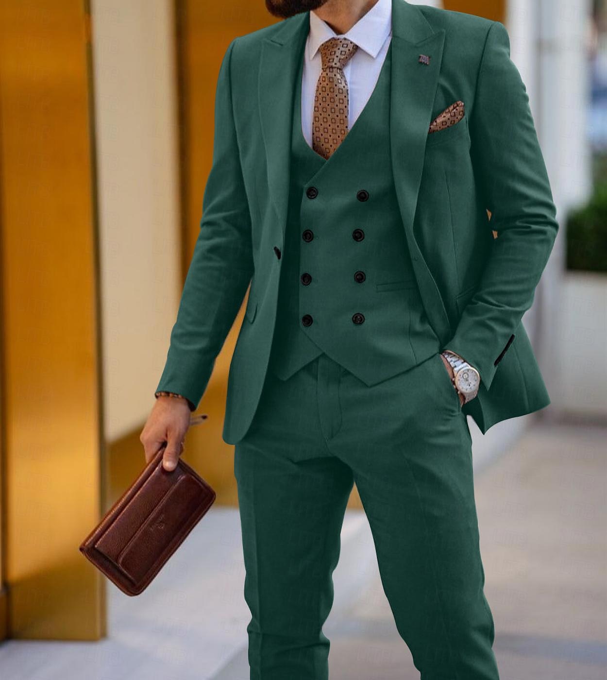 Men's Wedding Suits Black White Solid Colored Tailored Fit 3 Piece Single Breasted One-button 2025 - $140.99 –P2
