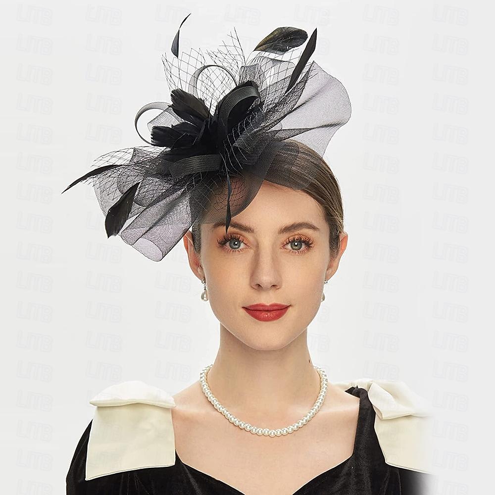 fascinators Hodeplagg Fjær Nett Bryllup Aftenselskap Kentucky Derby Hesteløp Damenes dag Elegant Elegant og luksuriøst Bryllup Med Fjær Blomster Hodeplagg Hodeplagg 2025 - $8.99 –P2