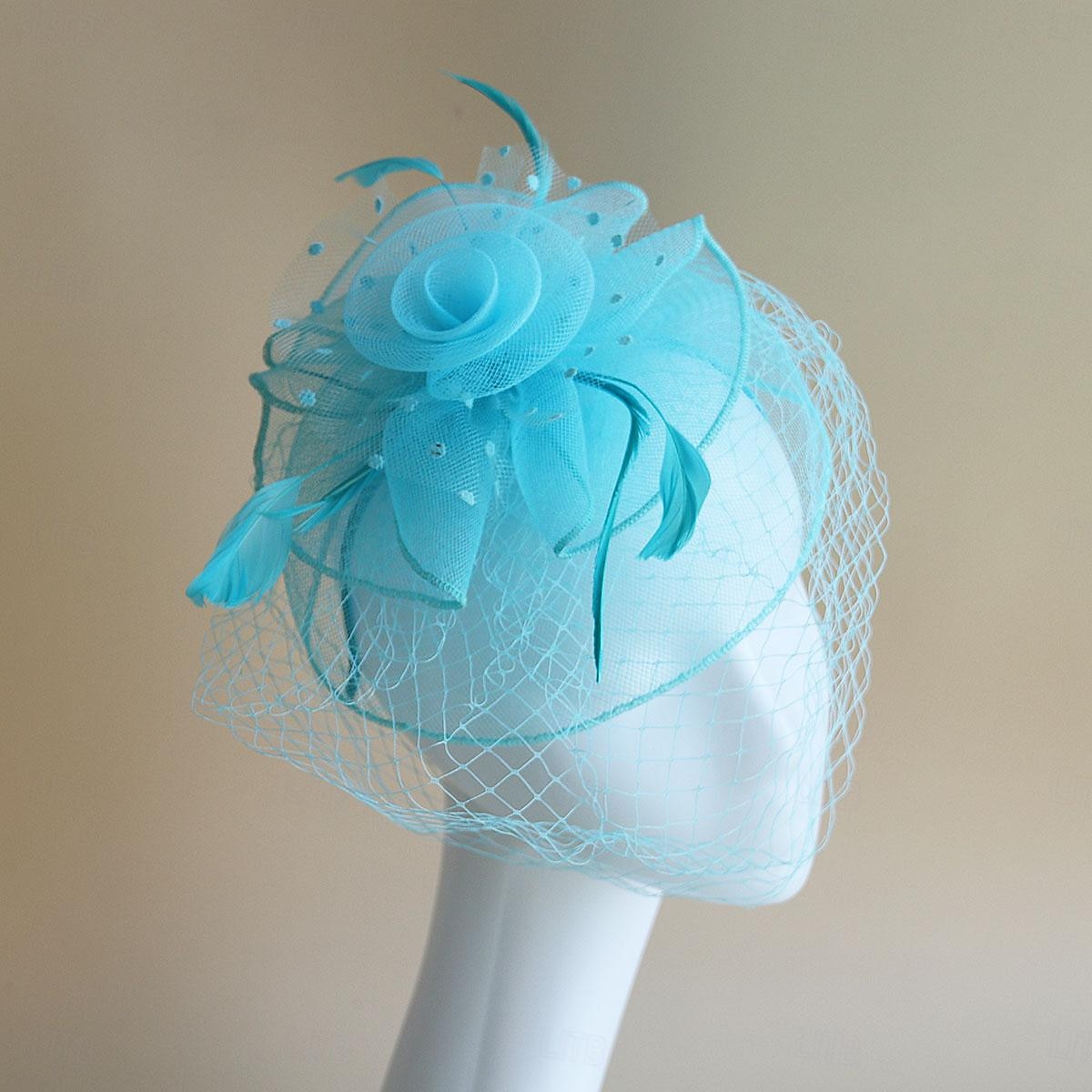 Fascinátory Klobouky Doplňky do vlasů Organza Se širší krempou Cylindr Závojový klobouk Dostih koktejl Elegantní Vinobraní S Peří Mašličky Přílba Pokrývky Hlavy 2025 - $21.99 –P4