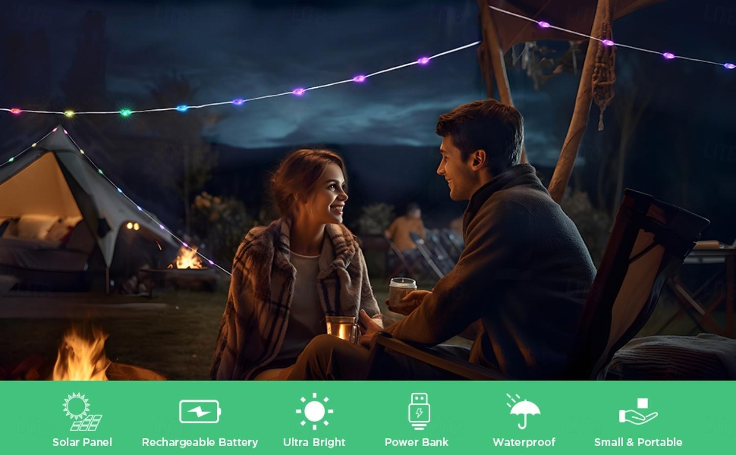 Camping Lantern Solar String Lights Multifunctional Rechargeable Outdoor Tent Camping Light 16.4FT IP65 Waterproof Camping Gear with Rechargeable Emergency for , Home and Party Decorations 2026 - $88.99 –P2