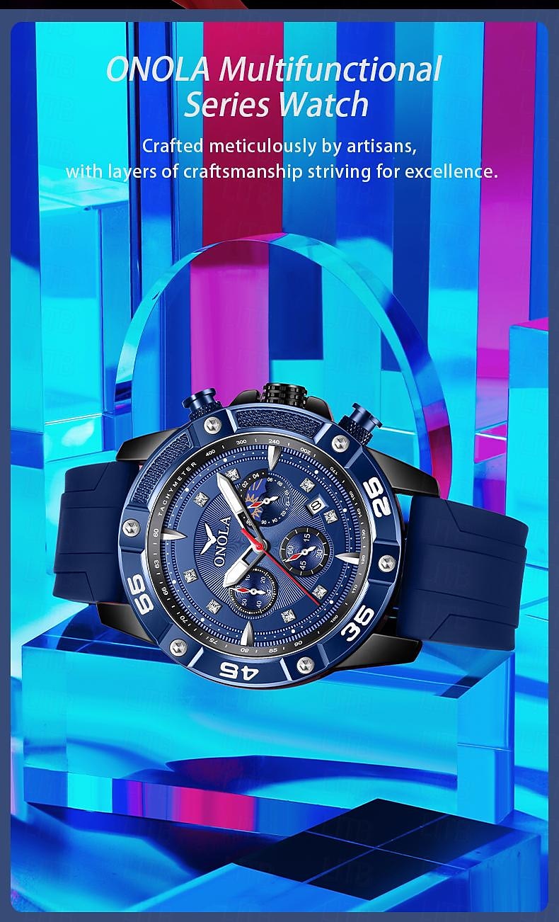 ONOLA Men Quartz Watch Sports Fashion Casual Wristwatch Luminous Calendar Waterproof Decoration Silicone Watch 2025 - $38.99 –P2