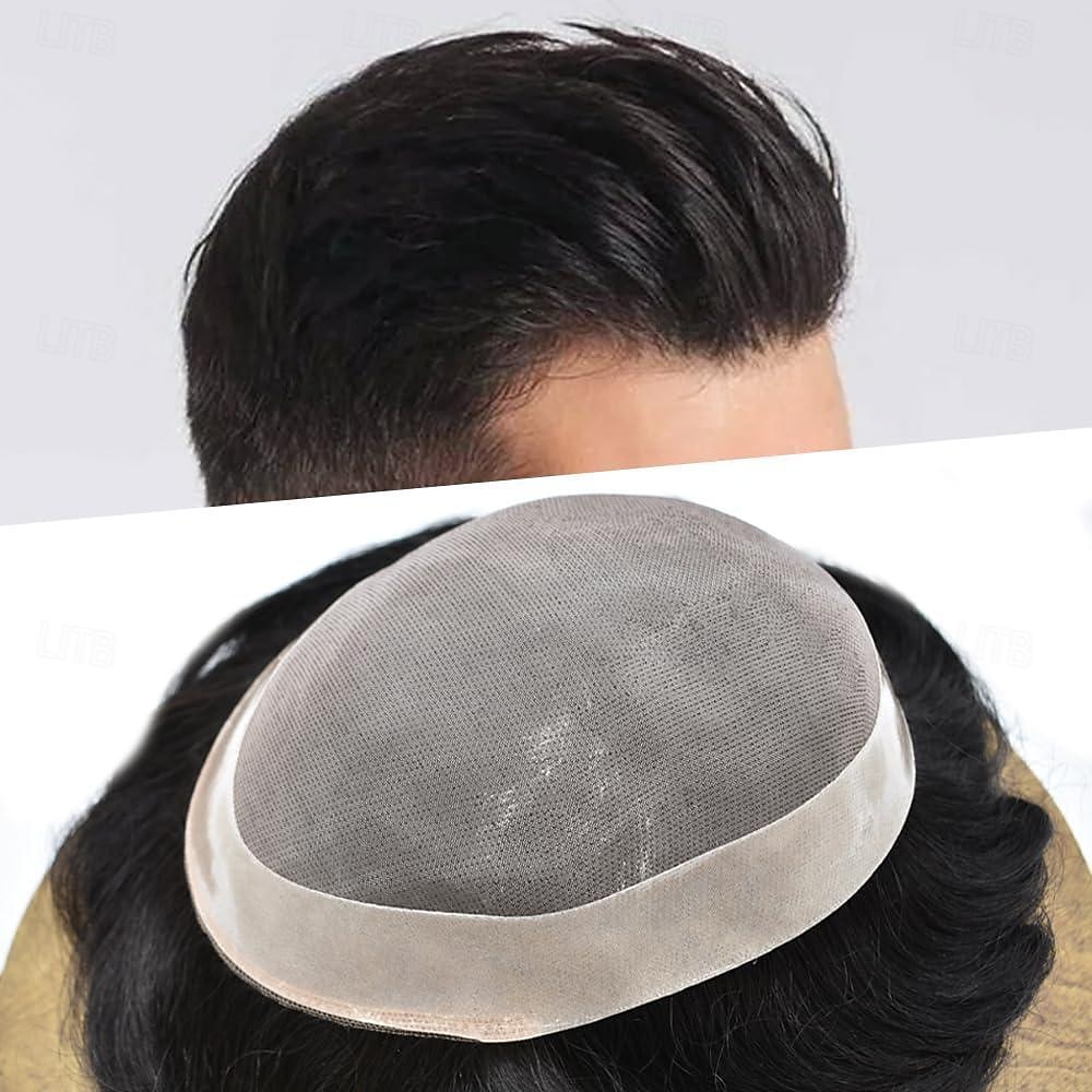 Toupee for Men Human Hair System Replacement Fine Mono Hairpiece Poly Skin Around Durable NPU Monofilament Mens Wig 6X8 7X9 8X10 2025 - $156.99 –P1